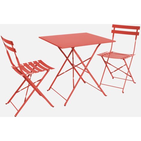 Tavolo da giardino bistrot pieghevole in metallo con 2 sedie, 70x70cm