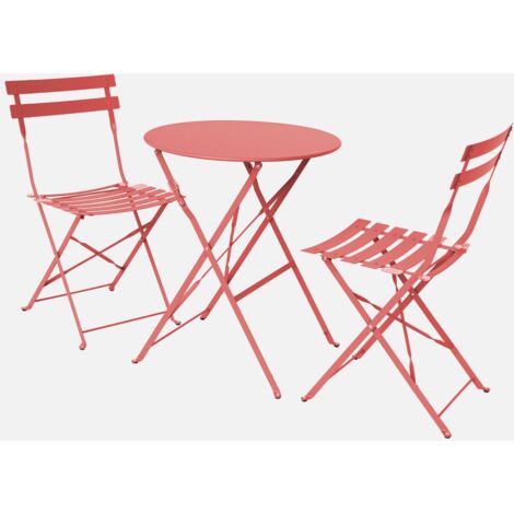 Tavolo da giardino bistrot pieghevole in metallo con 2 sedie
