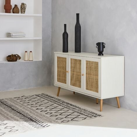 Credenza in cannage 3 ante, 120cm
