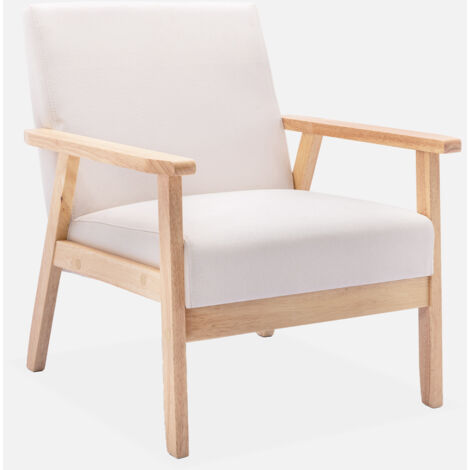 Poltrona scandinava in legno e tessuto