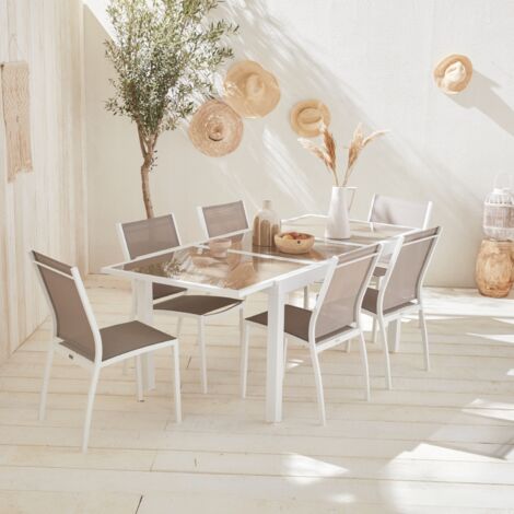 Set tavolo da giardino allungabile in alluminio con 6 sedie