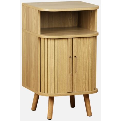 Comodino scandinavo decorazione legno 2 porte scorrevoli