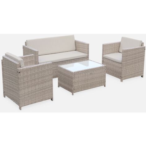 Salotto da giardino in resina intrecciata, 4 posti