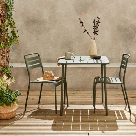Set tavolo da giardino in acciaio con 2 sedie, 70cm