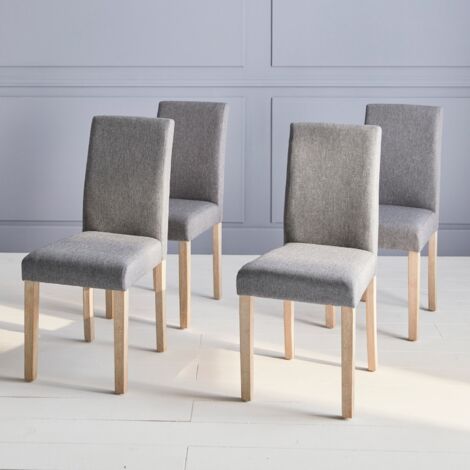 Set 4 sedie in tessuto con gambe in legno