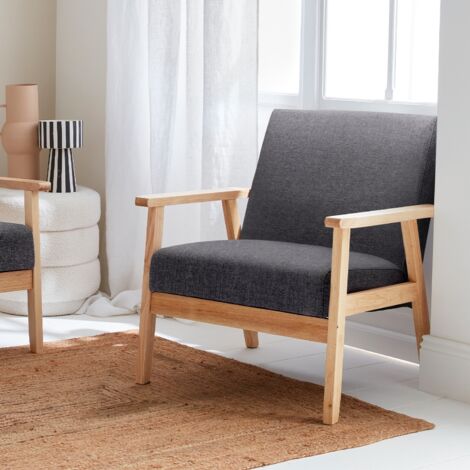 Poltrona scandinava in legno e tessuto