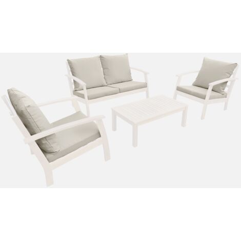 Panca Da Giardino Con Cuscini In Resina Intrecciata Beige - Foto 6