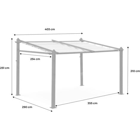 3x4m  Pergola in alluminio con copertura scorrevole