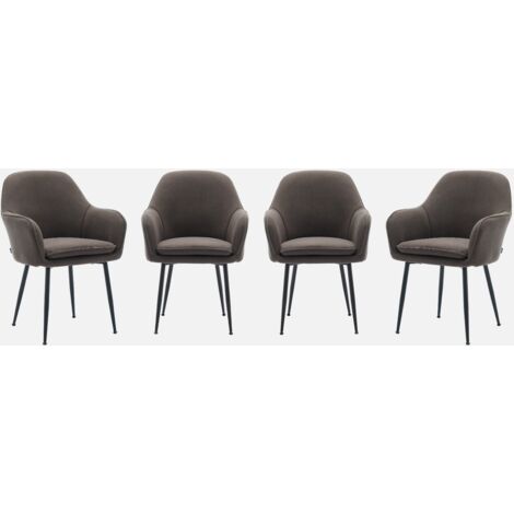 Poltrone in velluto a coste con gambe in metallo nero opaco, set di 4