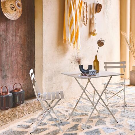 Tavolo da giardino bistrot pieghevole in metallo con 2 sedie, 70x70cm