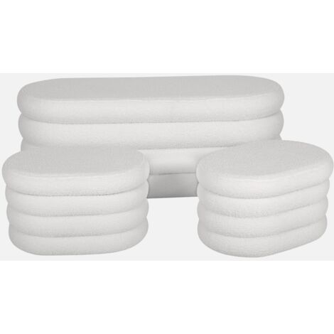 Panca contenitore con 2 pouf contenitori bouclé