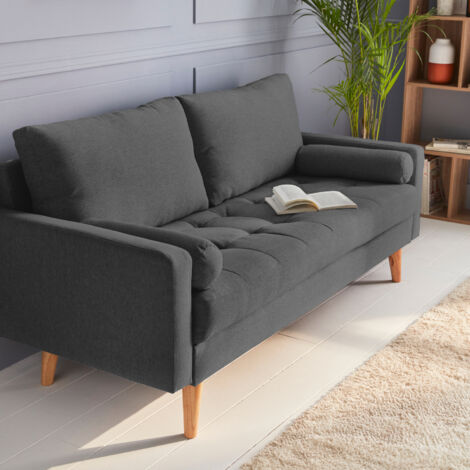 Divano in stile scandinavo in tessuto semplice, 3 posti