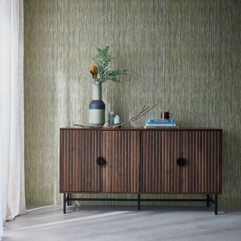 Credenza a 4 ante scanalata effetto legno, 157.5cm