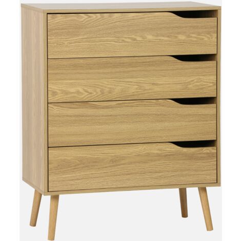 Cassettiera effetto legno, 4 cassetti