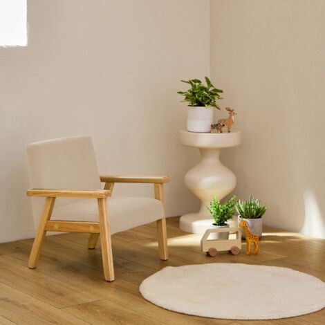 Poltrona scandinava per bambini in velluto a coste e legno di gomma