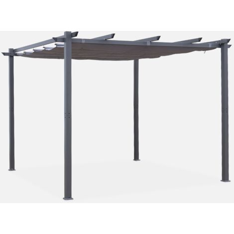 3x3m Pergola, alluminio, copertura scorrevole