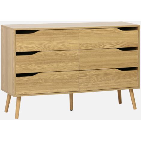 Cassettiera effetto legno, 6 cassetti