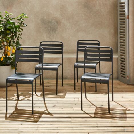 Set 4 sedie da giardino bistrot in acciaio