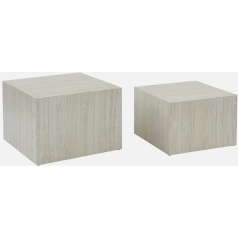 Set di 2 tavolini quadrati con effetto marmo