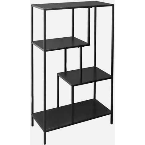 Libreria asimmetrica in metallo nero con 4 ripiani (1/5)