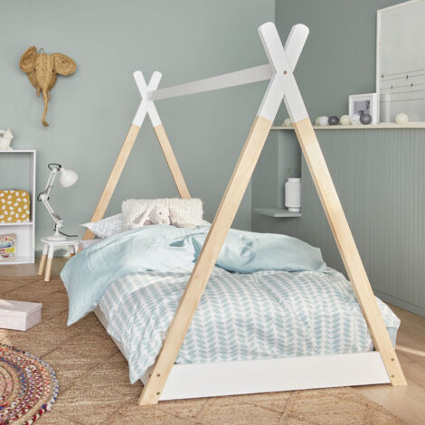 Letto tenda per bambini 190cm pino naturale, base inclusa