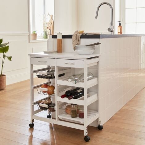 Credenza da cucina effetto legno con ruote, 65x35cm
