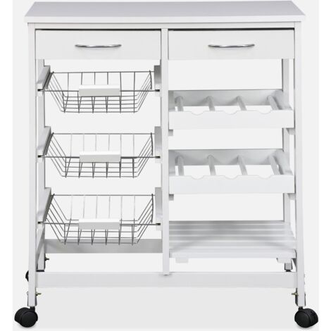 Credenza da cucina effetto legno con ruote, 65x35cm