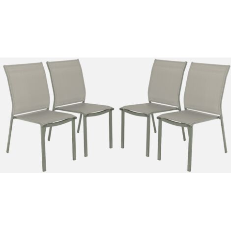 Set di 4 sedie da giardino impilabili in alluminio e textilene