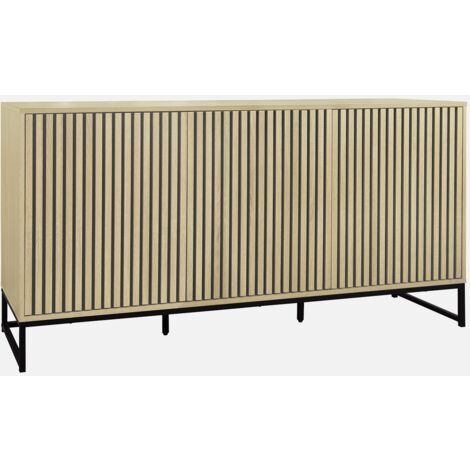 Credenza a 4 ante scanalata effetto legno, 157.5cm