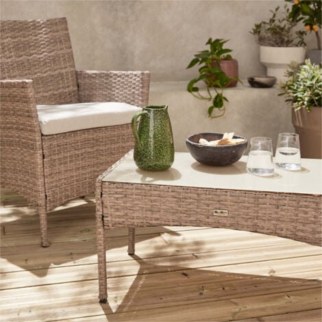 Salotto da giardino in resina intrecciata a 4 posti