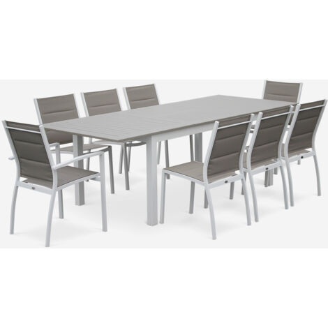 Set tavolo da giardino allungabile in alluminio con 8 posti