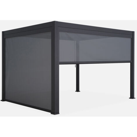 Pergola bioclimatica 3x4m in alluminio + tenda da 3m + tenda da 4m