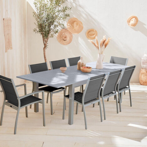 Set tavolo da giardino allungabile in alluminio con 8 posti