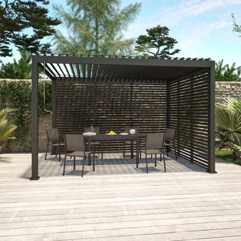 Pergola bioclimatica 3x4 in alluminio + 3 persiane da 1.3m