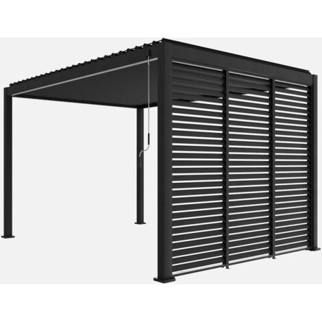 Pergola bioclimatica 3x4 in alluminio + 3 tende da 1m