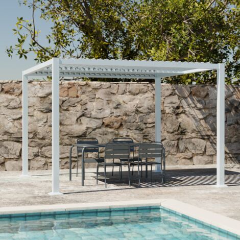 Pergola bioclimatica 3x3m in alluminio e acciaio, lamelle orientabili