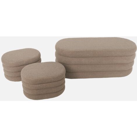 Panca contenitore con 2 pouf contenitori bouclé