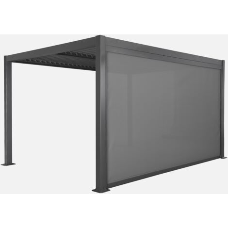 Pergola bioclimatica 3x4m in alluminio e acciaio + tenda 4m