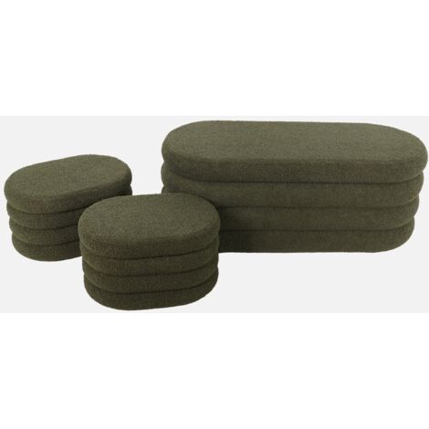 Panca contenitore con 2 pouf contenitori bouclé
