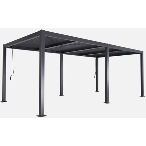 Pergola bioclimatica 3x6m in alluminio e acciaio, lamelle orientabili