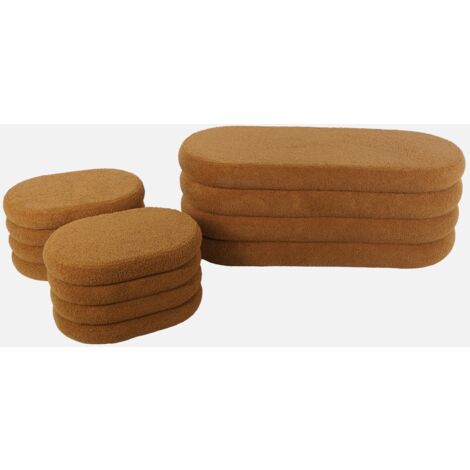 Panca contenitore con 2 pouf contenitori bouclé