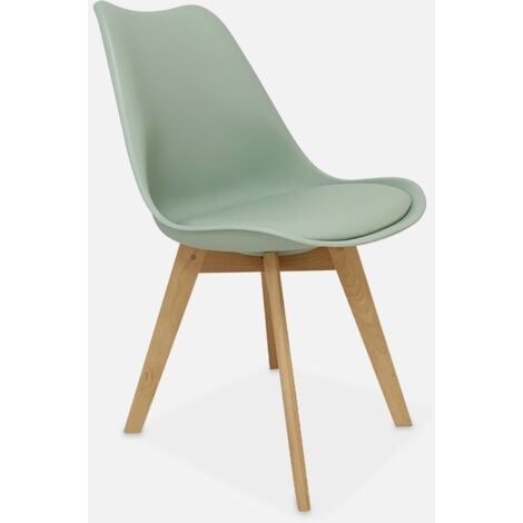Set di 6 sedie scandinave imbottite, con gambe in legno per sala da pranzo