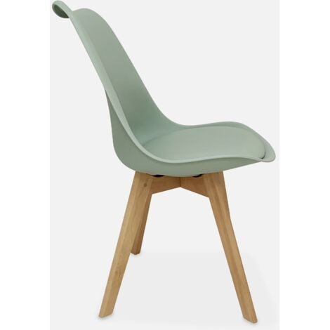 Set di 6 sedie scandinave imbottite, con gambe in legno per sala da pranzo