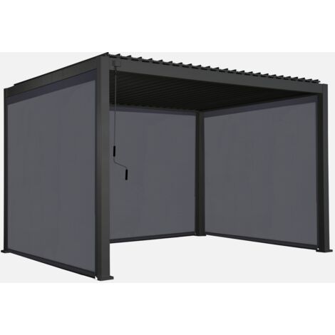Pergola bioclimatica 3x4m in alluminio + 2 tende da 3m + 1 tenda da 4m