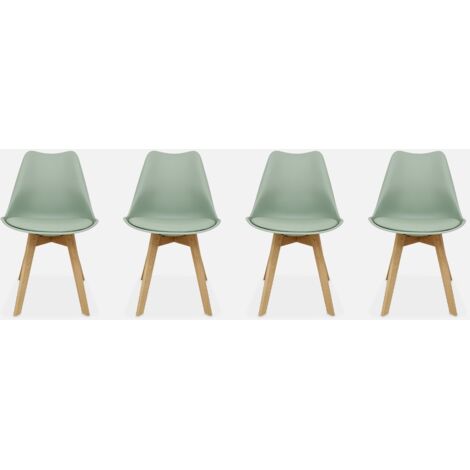 Set 4 sedie scandinave imbottite con gambe in legno