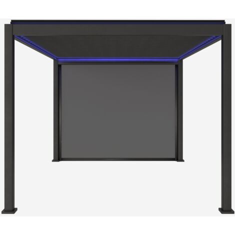 Pergola bioclimatica motorizzata in alluminio 3x4m LED + 1 tenda 3m Triomphe