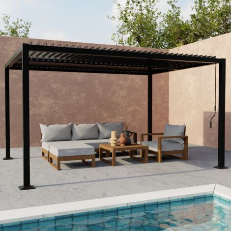 Pergola bioclimatica 3x4m in alluminio e acciaio, lamelle orientabili