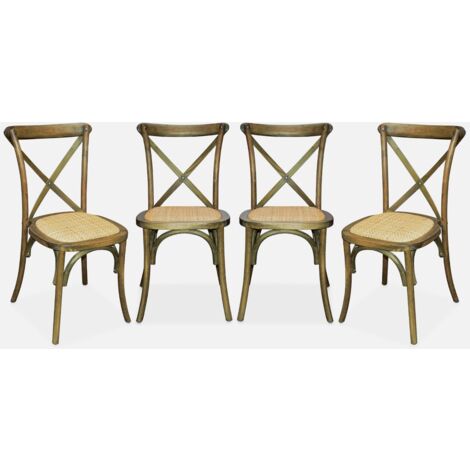 Set di 4 sedie da bistrot vintage in legno