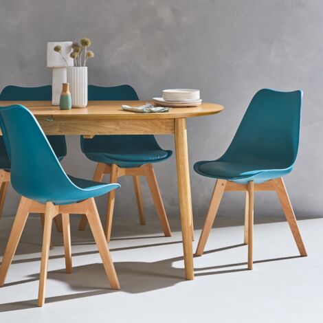 Set 4 sedie scandinave imbottite con gambe in legno