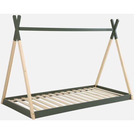 Letto tenda per bambini 190cm pino naturale, base inclusa (1/5)